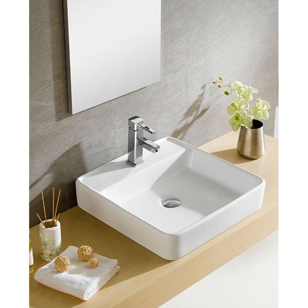 Fine Fixtures White Vitreous China Large Square Vessel Sink