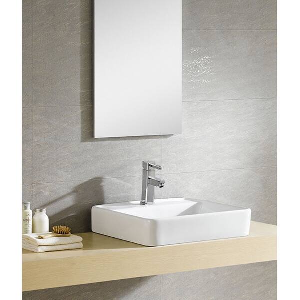 Fine Fixtures White Vitreous China Large Square Vessel Sink