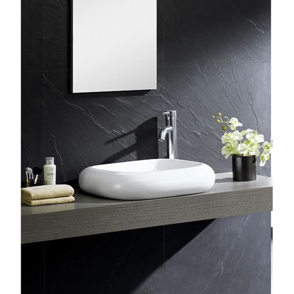 Fine Fixtures White Vitreous China Square curving Sides Vessel Sink