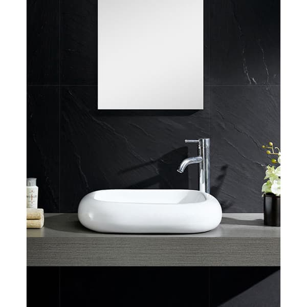 Fine Fixtures White Vitreous China Square curving Sides Vessel Sink