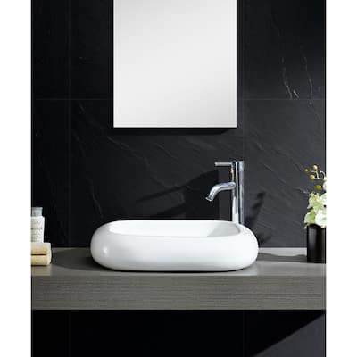 Fine Fixtures White Vitreous China Square curving Sides Vessel Sink