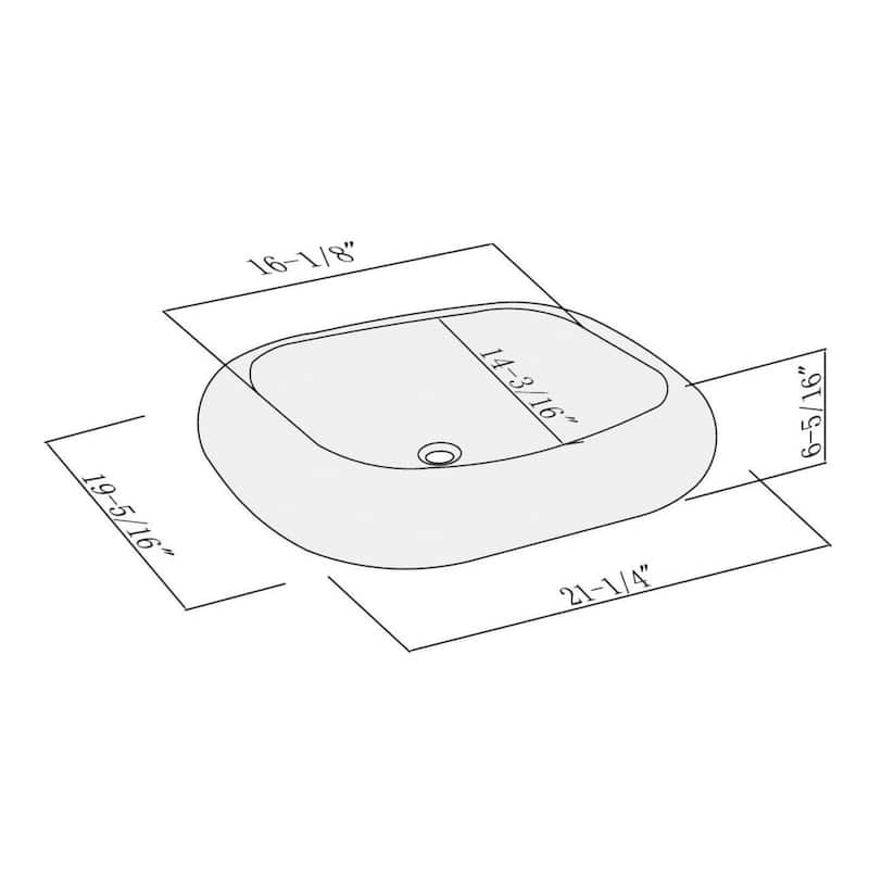 Fine Fixtures White Vitreous China Square curving Sides Vessel Sink