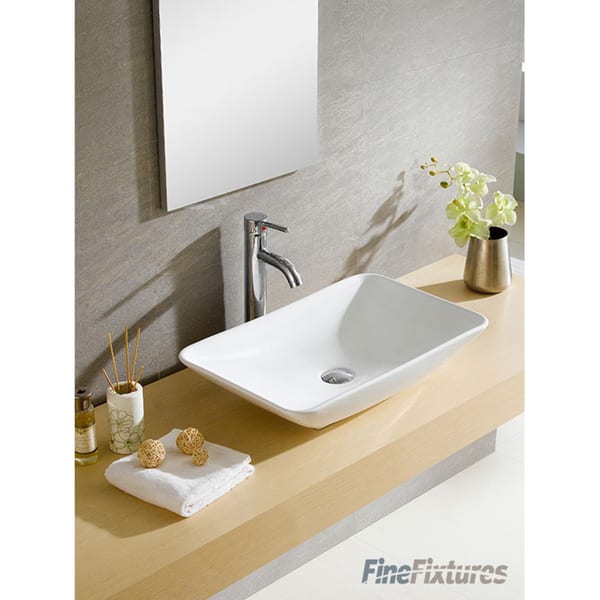 Fine Fixtures White Vitreous China Rectangle Vessel Sink