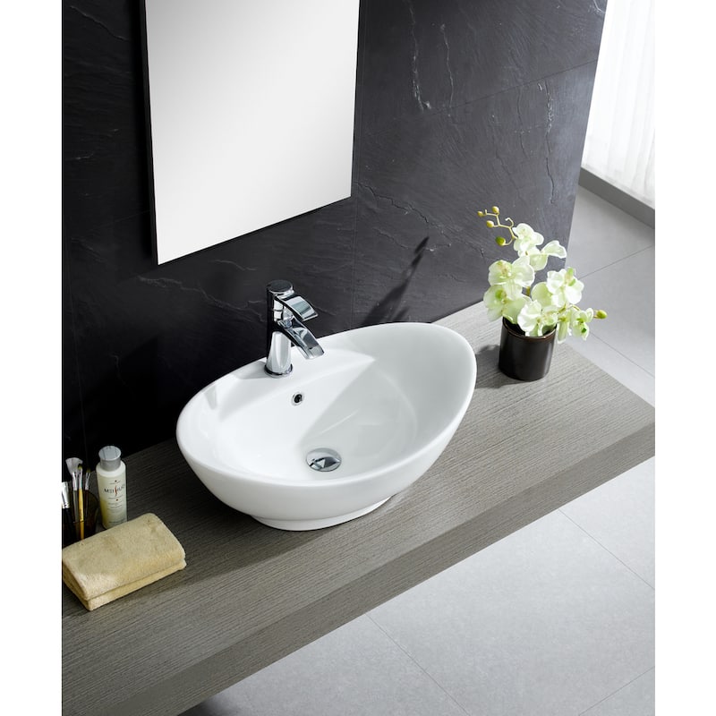 Fine Fixtures White Vitreous China Large Oval Vessel Sink