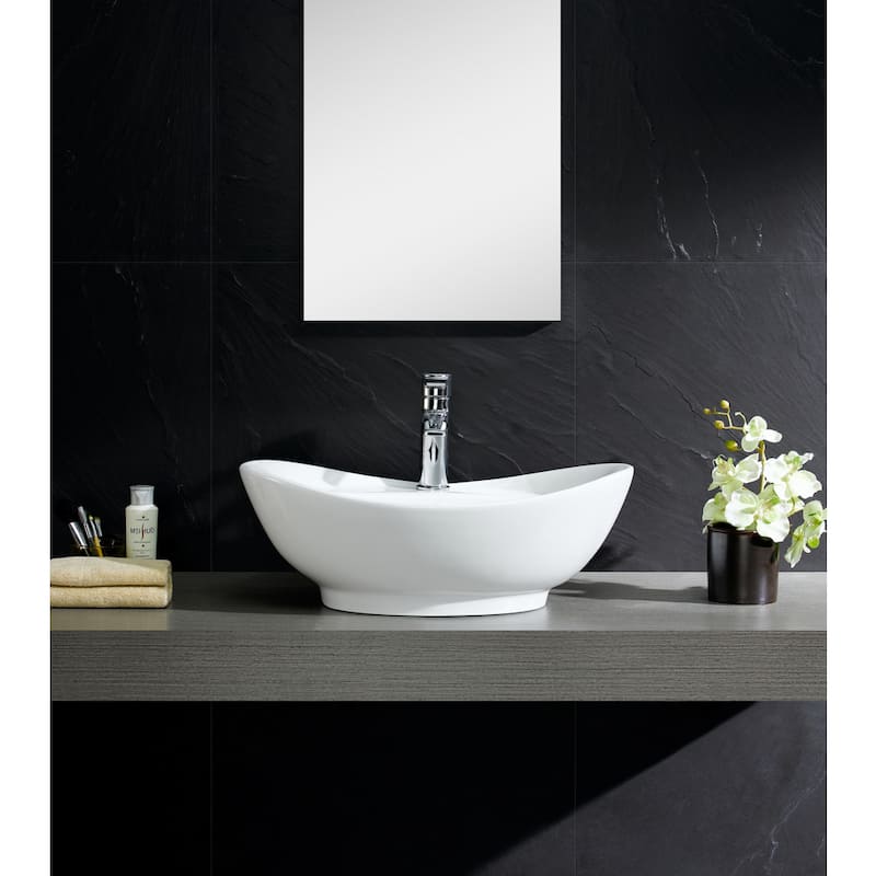 Fine Fixtures White Vitreous China Large Oval Vessel Sink