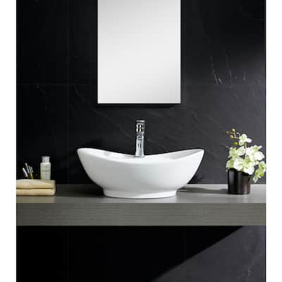 Fine Fixtures White Vitreous China Large Oval Vessel Sink
