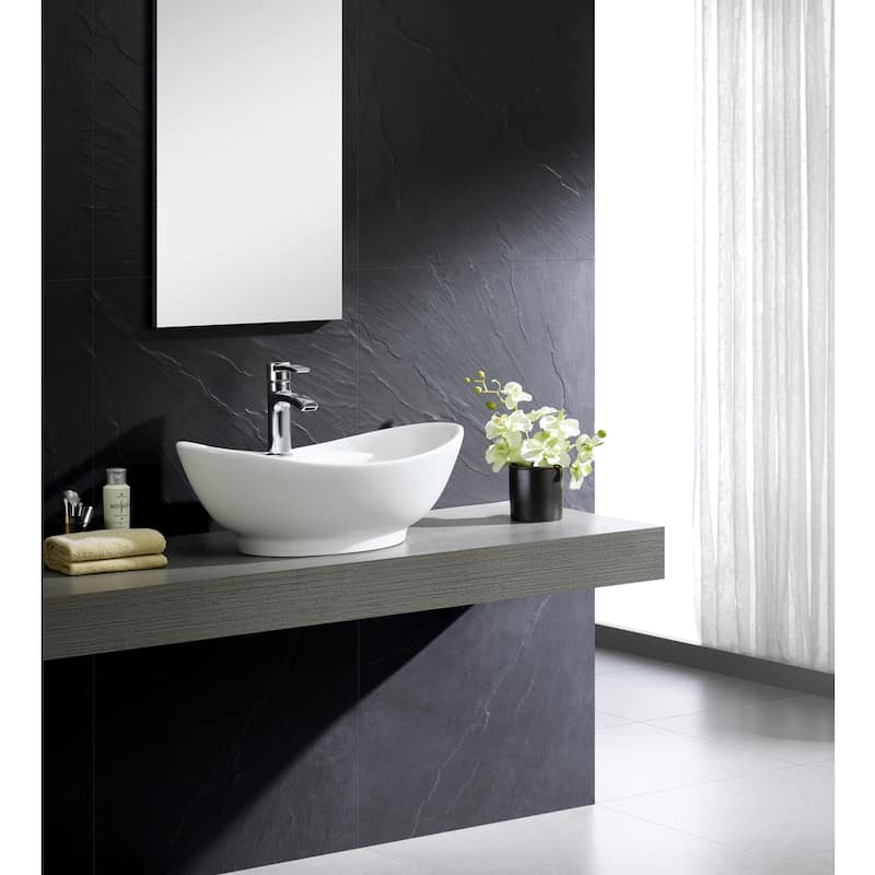 Fine Fixtures White Vitreous China Large Oval Vessel Sink