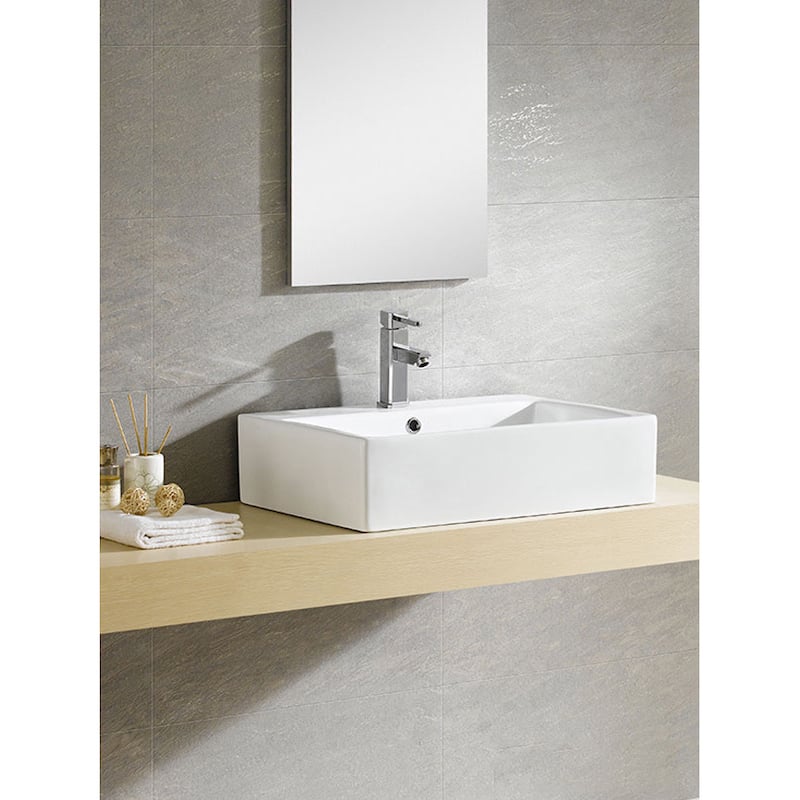 Fine Fixtures Vitreous China Rectangular White Vessel Sink