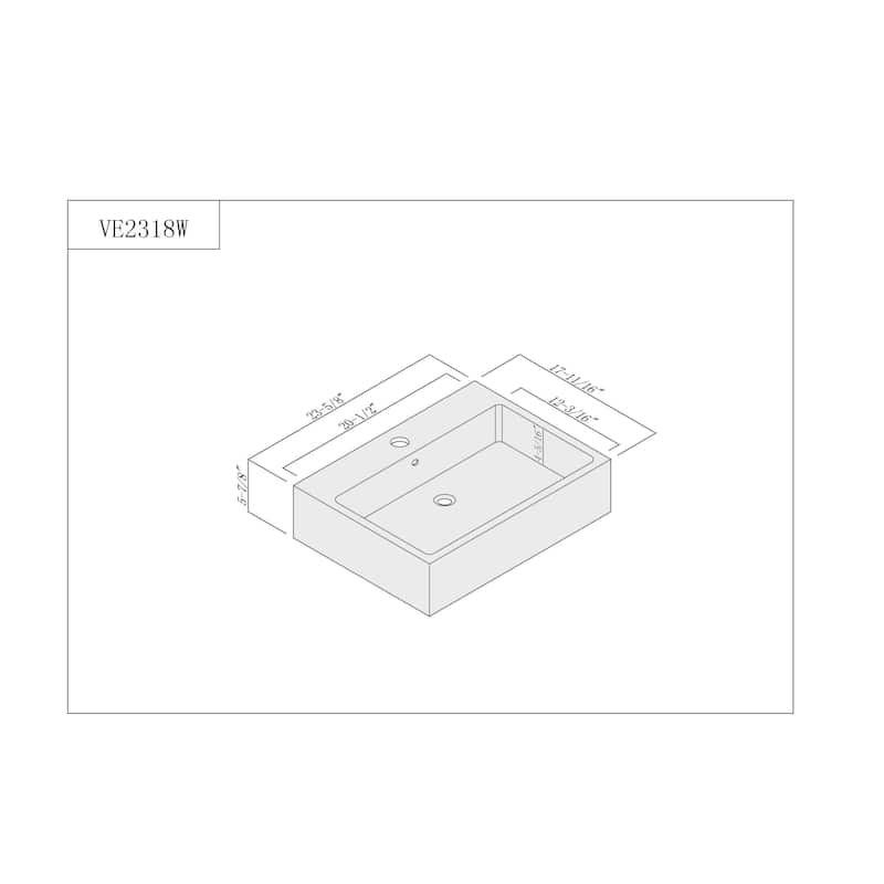 Fine Fixtures Vitreous China Rectangular White Vessel Sink