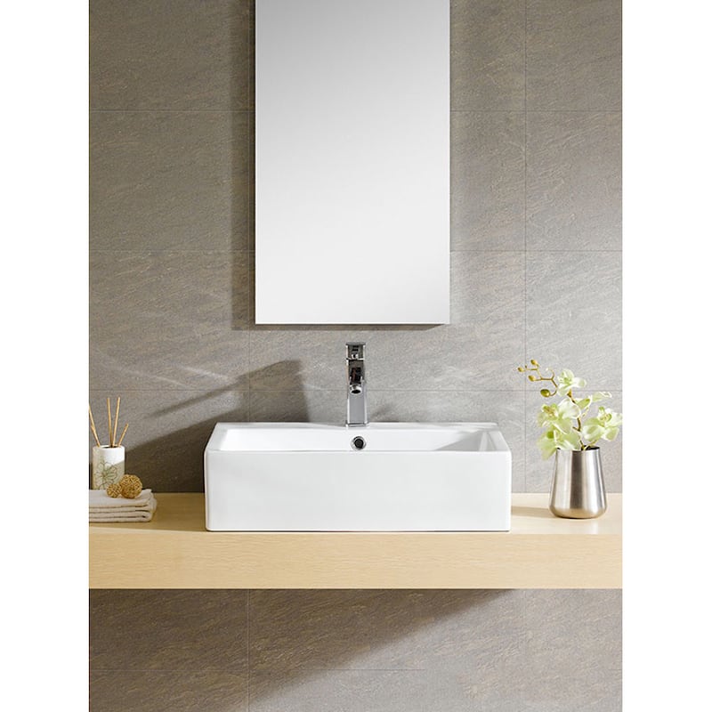 Fine Fixtures Vitreous China Rectangular White Vessel Sink