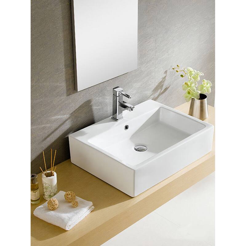 Fine Fixtures Vitreous China Rectangular White Vessel Sink