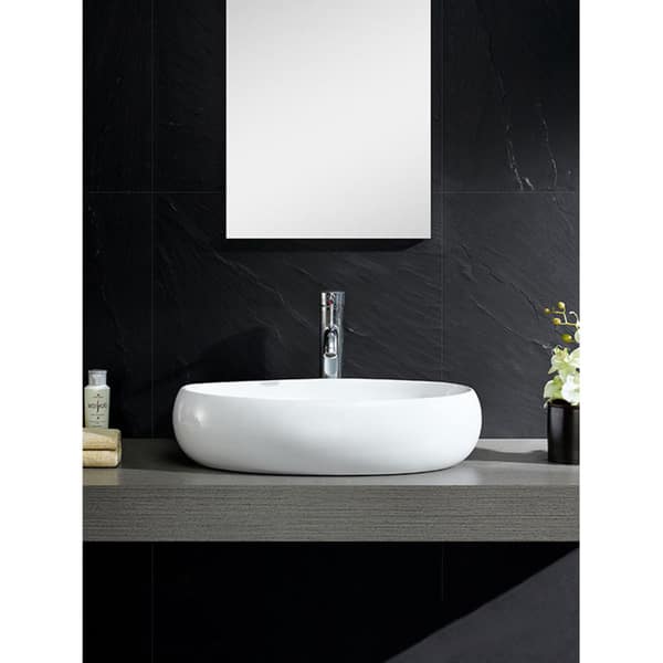 Fine Fixtures Vitreous China Bulging Oval White Vessel Sink