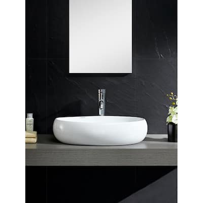Fine Fixtures Vitreous China Bulging Oval White Vessel Sink