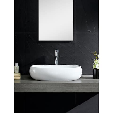 Fine Fixtures Vitreous China Bulging Oval White Vessel Sink