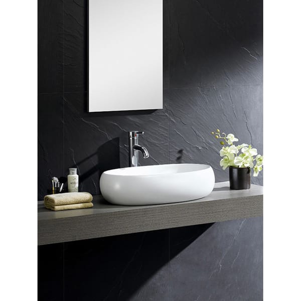 Fine Fixtures Vitreous China Bulging Oval White Vessel Sink