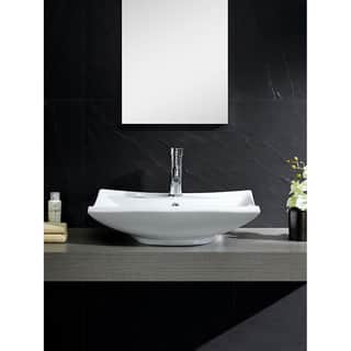 Vessel Bathroom Sinks Clearance Liquidation Online At Fine Fixtures Vitreous China Beveled Rectangle White Vessel Sink