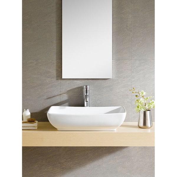 Fine Fixtures Vitreous China Oblong White Vessel Sink