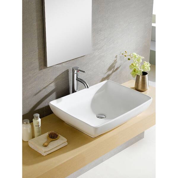 Fine Fixtures Vitreous China Oblong White Vessel Sink