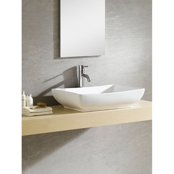 Fine Fixtures Vitreous China Oblong White Vessel Sink