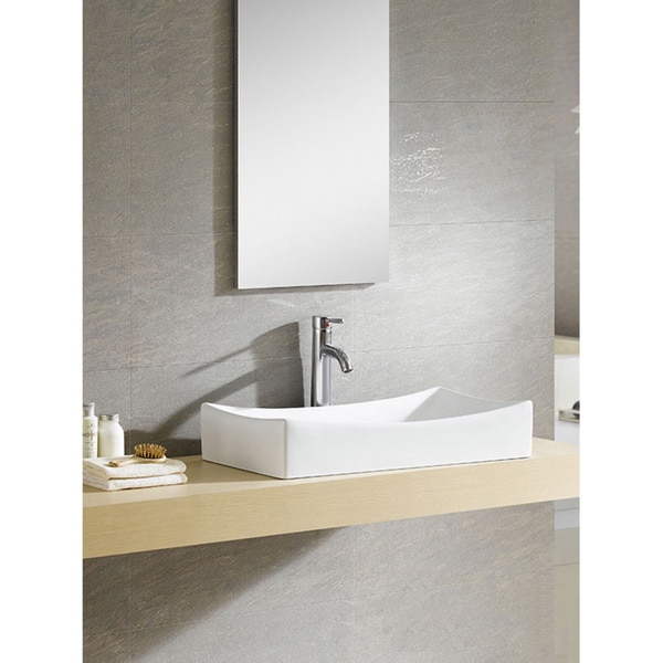 Fine Fixtures Vitreous China Sloping Rectangular White Vessel Sink
