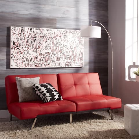 Abbyson Aspen Red Bonded Leather Foldable Futon Sleeper Sofa