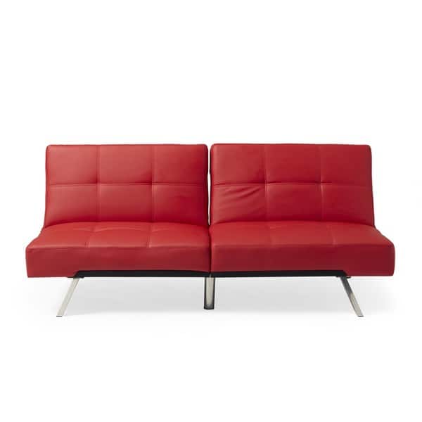 Abbyson Aspen Red Bonded Leather Foldable Futon Sleeper