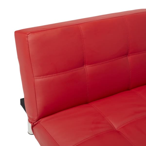Abbyson Aspen Red Bonded Leather Foldable Futon Sleeper
