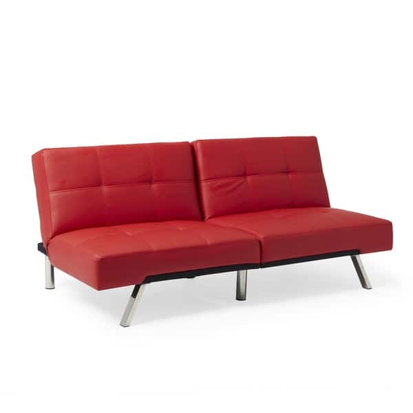 Abbyson Aspen Red Bonded Leather Foldable Futon Sleeper Sofa Abbyson Aspen Red Bonded Leather
