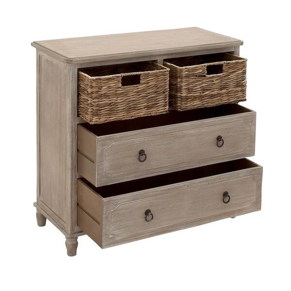 Farmhouse 32 X Inch Wooden 2 Basket Dresser By Studio 350 32 X Inch Wooden 2 Basket Dresser