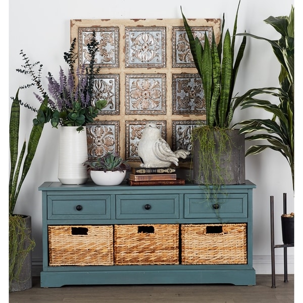 Farmhouse Slate Wooden 3 Drawer Chest With Baskets By Studio 350 Farmhouse Slate Wooden 3 Drawer Chest With Baskets By Studio 350