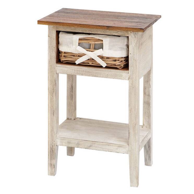 Solid Wood Rattan Accent Table