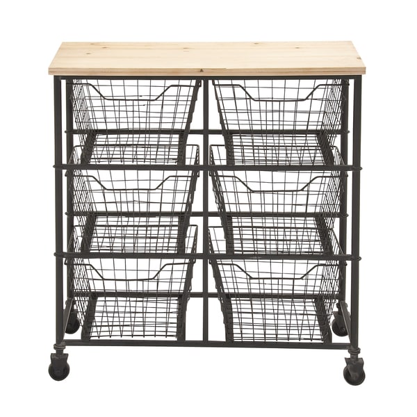 Iron and Wood 6 bin Storage Cart   16897858   Shopping