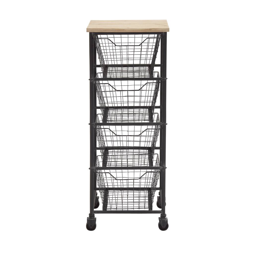 Metal 41-inch 4-drawer Wheeled Storage Cart