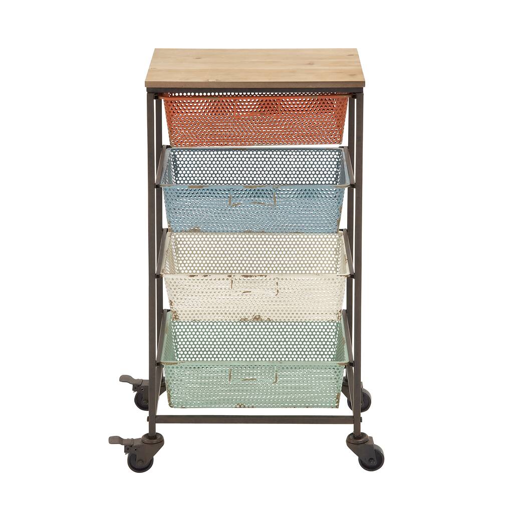 Metal 32-inch 4-drawer Multi-colored Storage Cart