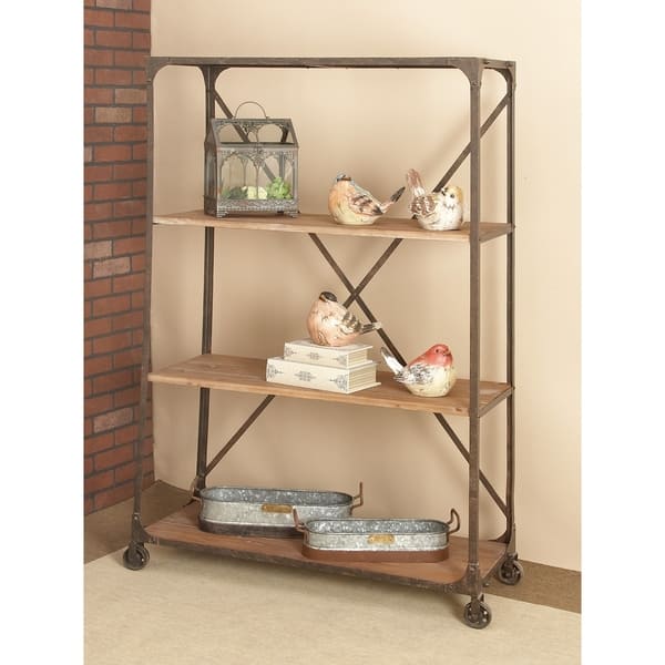 Metal/ wood Rolling Storage Shelf