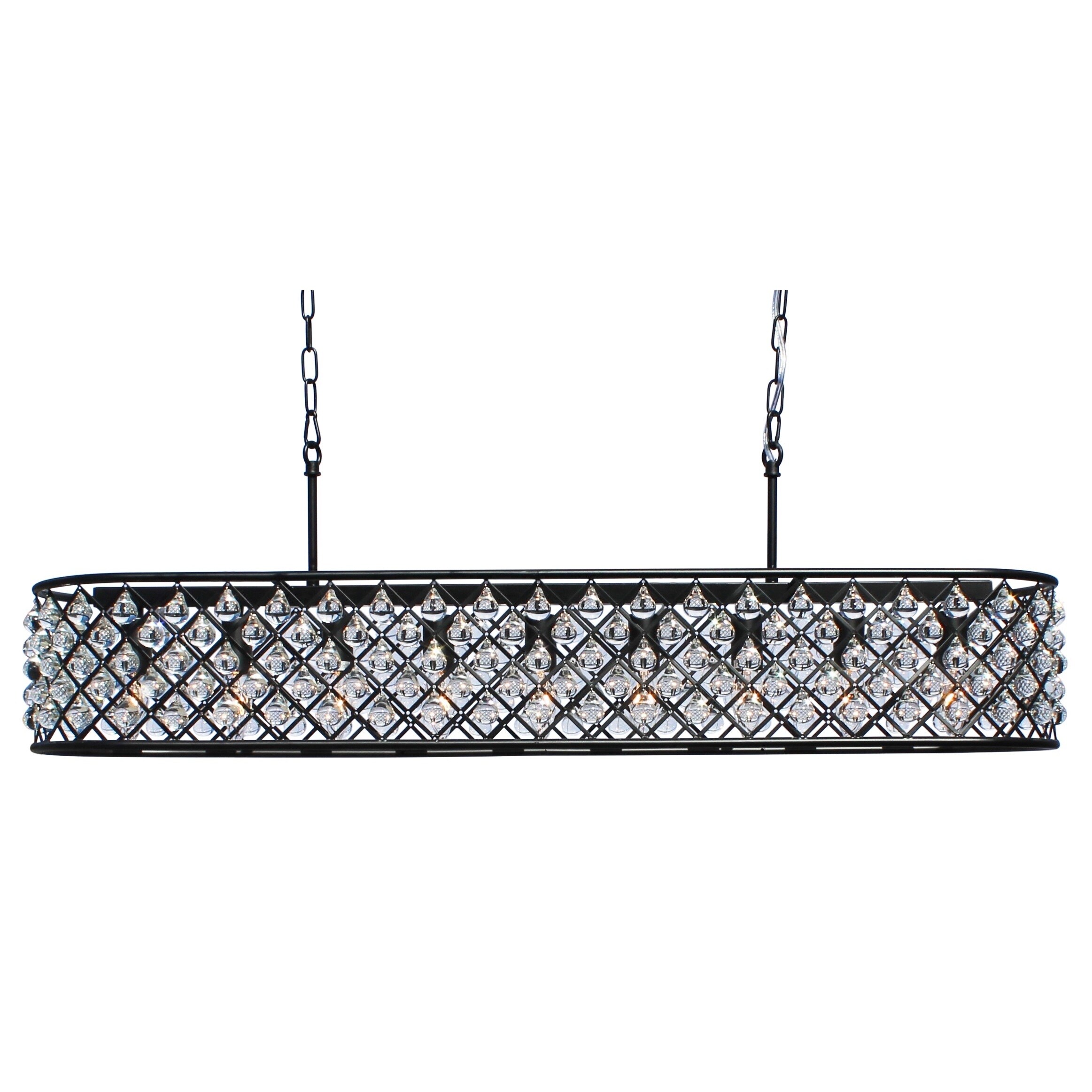 Cassiel 40 Inch Rectangular Crystal Chandelier, Black - N/A (Cassiel Rectangular Chandelier) - Chandeliers For Bedrooms by Overstock.com