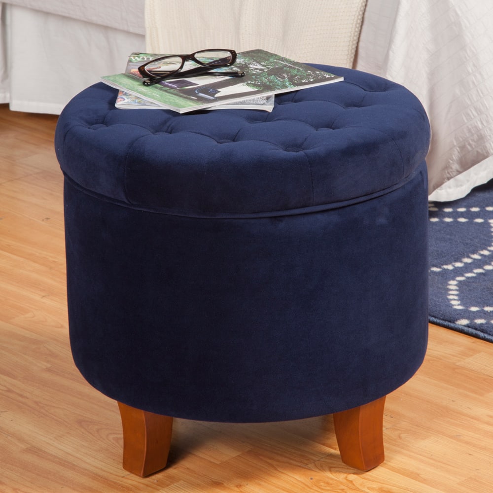 Carson Carrington Hare Button-tufted Round Storage Ottoman