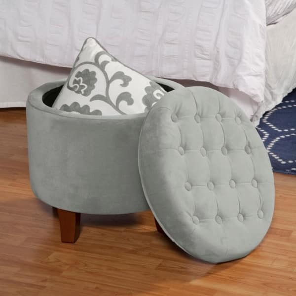 Carson Carrington Hare Button-tufted Round Storage Ottoman