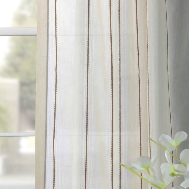 Exclusive Fabrics Aruba Striped Linen Sheer Curtain (1 Panel)