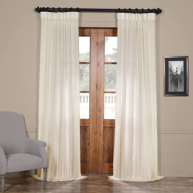 Exclusive Fabrics Aruba Striped Linen Sheer Curtain (1 Panel) - 50 X 108 - aruba white