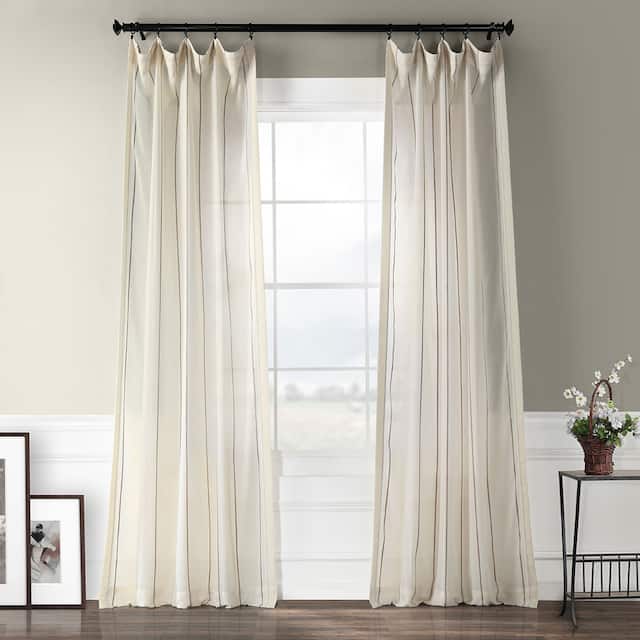Exclusive Fabrics Aruba Striped Linen Sheer Curtain (1 Panel) - 50 X 84 - aruba gold