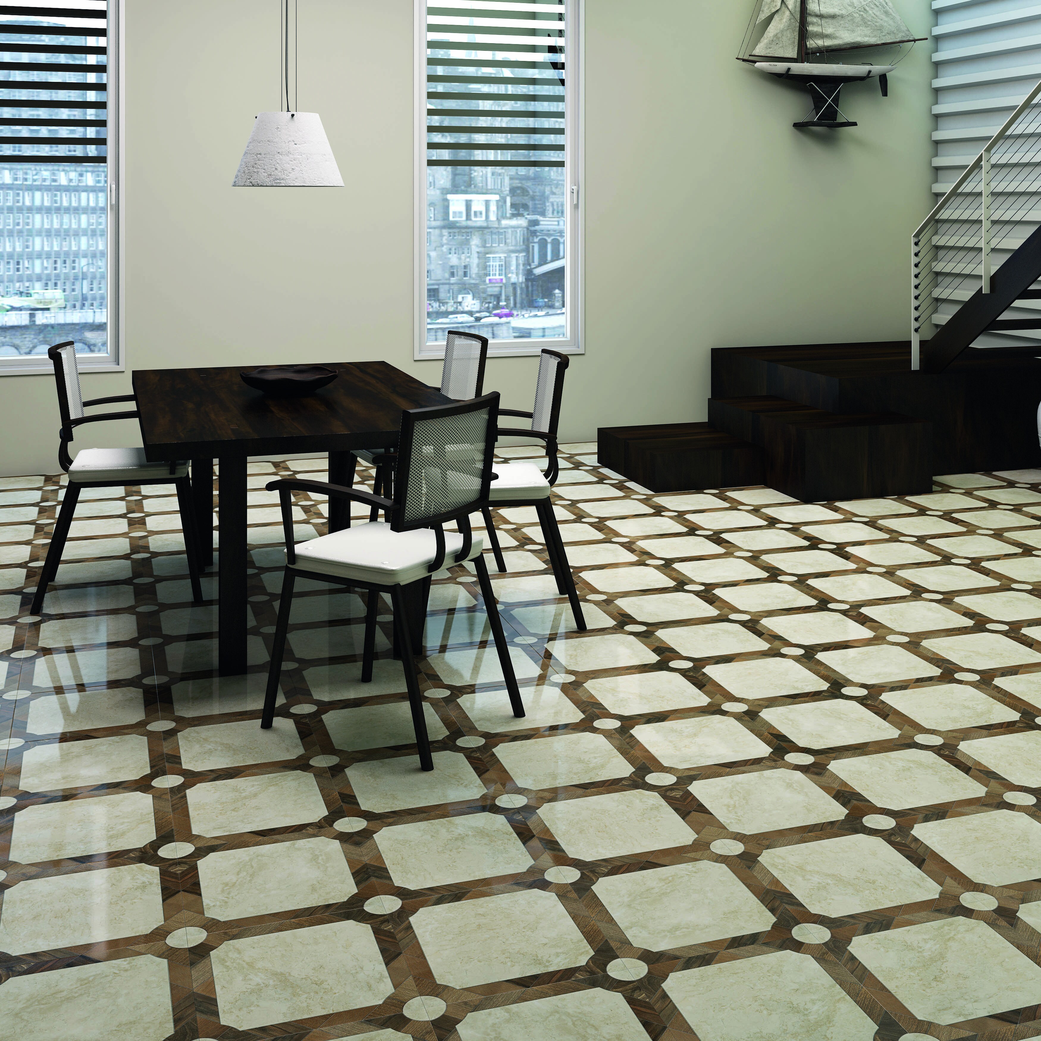 10 Piece SomerTile FCG18SXD Silema Ceramic Floor and Wall 17.75 x 17.75 Beige//Brown//Grey//Blue//Green Tile