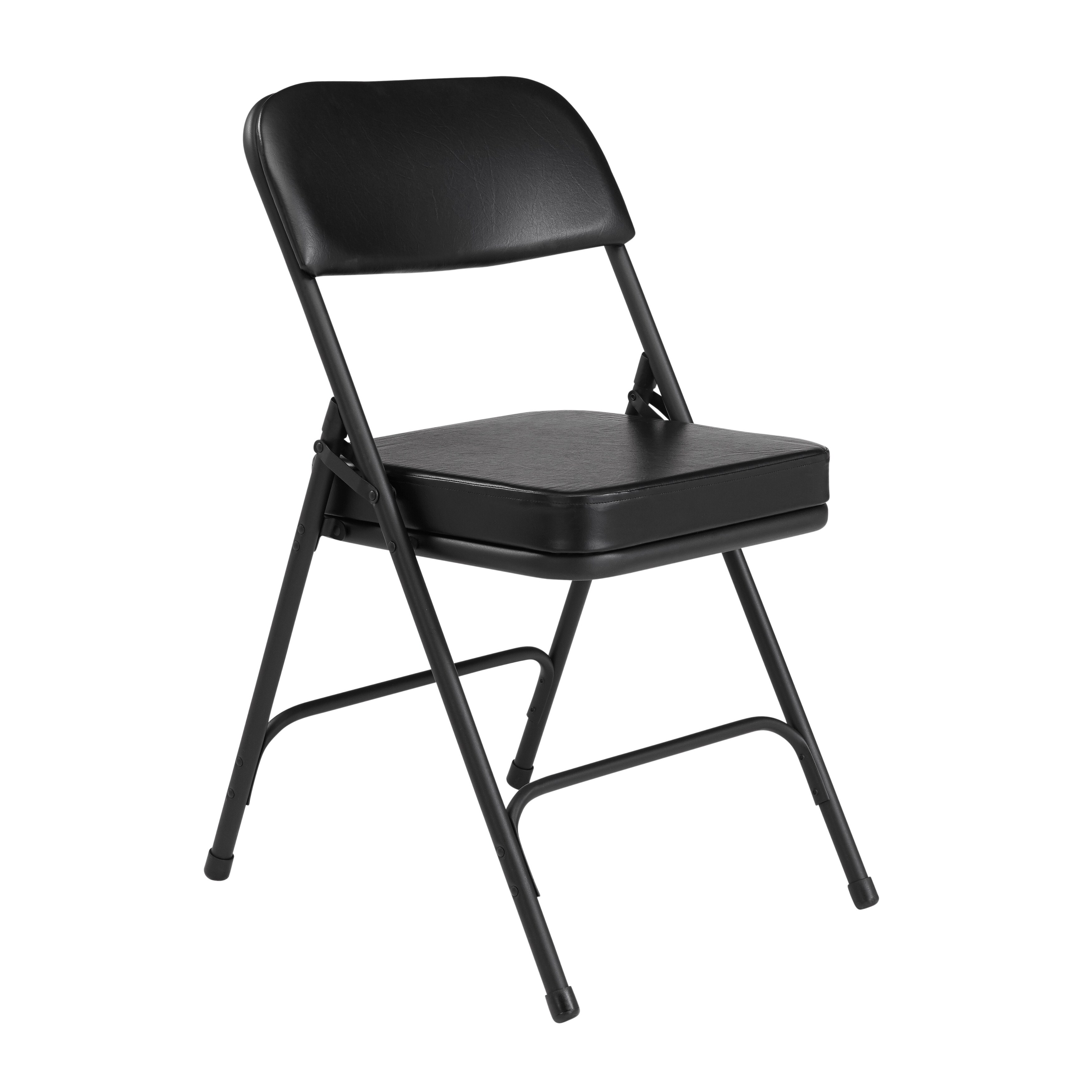 NPS 3200 Series Premium 2 Vinyl Upholstered Double Hinge Folding Chair 3210 2 Pack Black National Public Seating