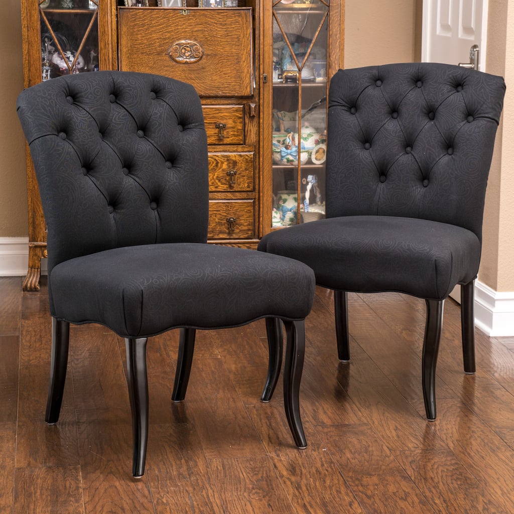 Hallie Patterned Black Dining Chairs (Set of 2) by Christopher Knight Home