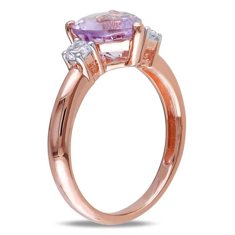 Miadora Rose Plated Silver Rose de France and Created White Sapphire Heart Ring