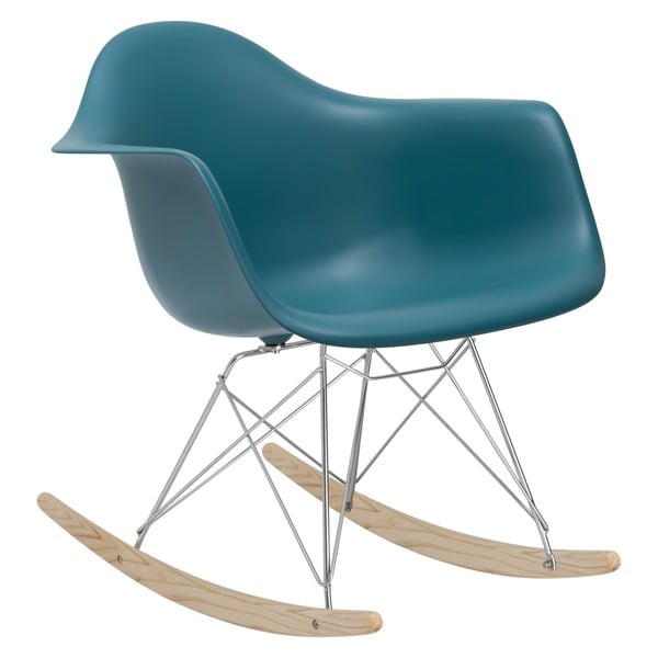 Poly and Bark Teal Rocker Lounge Chair