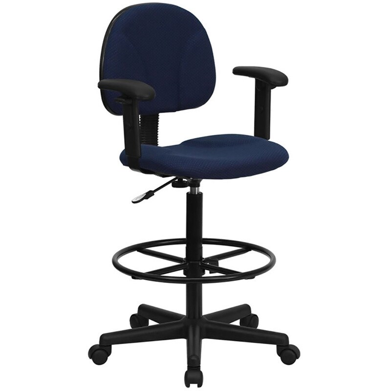 Offex Fabric Adjustable Drafting Stool with Arms