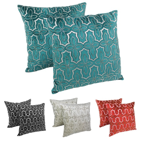 Blazing Needles 20-inch Moroccan Patterned Beaded Velvet Throw Pillows (Set of 2) - Free ...