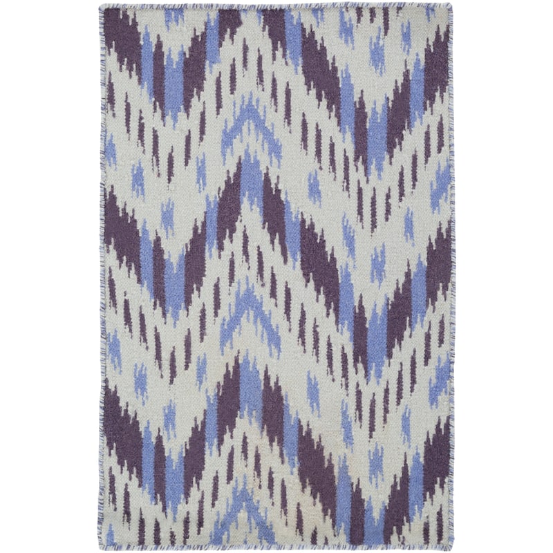 Hand-woven Lia Reversible Chevron Wool Area Rug