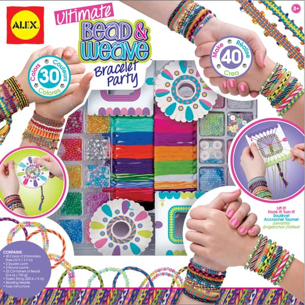 Giant Bead Looming Kit, Tabletop Beading Loom, Craft Kit for Adults & Kids,  Bracelet Weaving Gift, Beaded Crafting Gift Box, Wide Loom Frame 